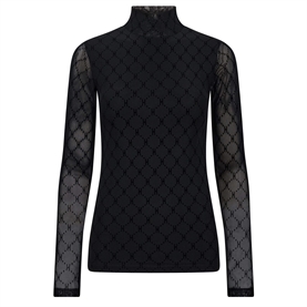 Hype The Detail Mesh High Neck Bluse, Sort